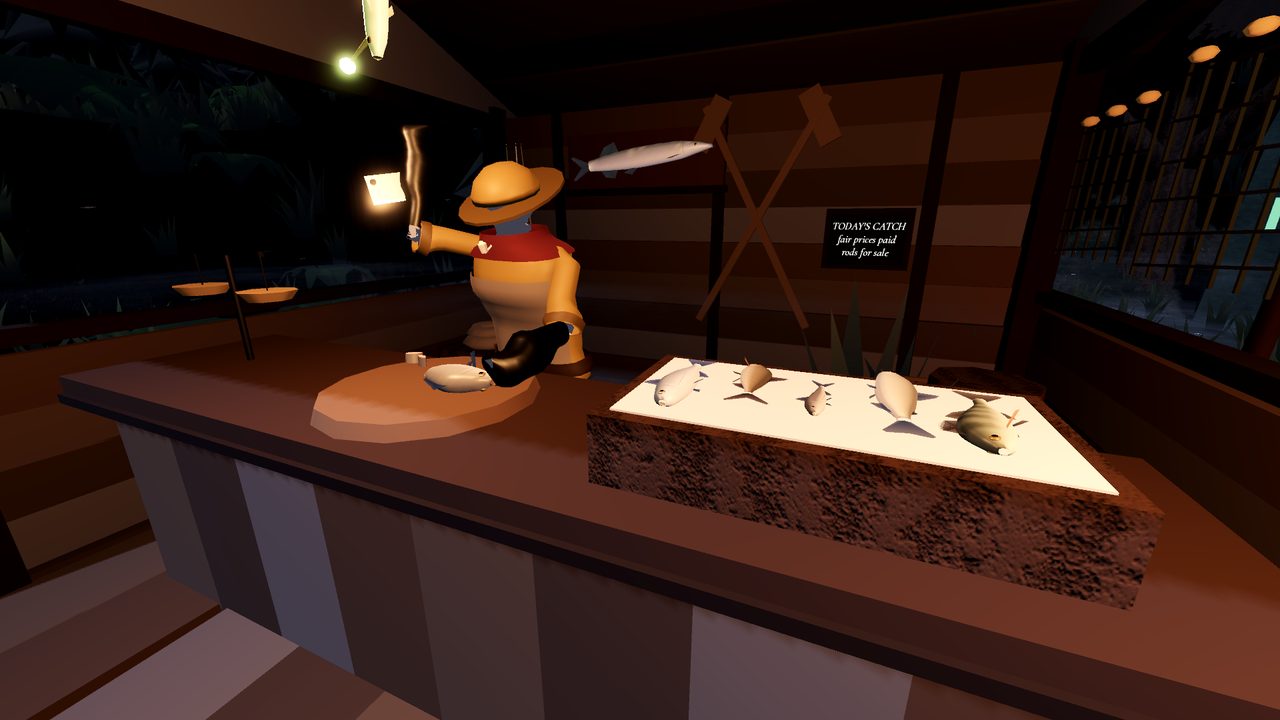 The fishmonger's shack: fish on ice and a cleaver on the block